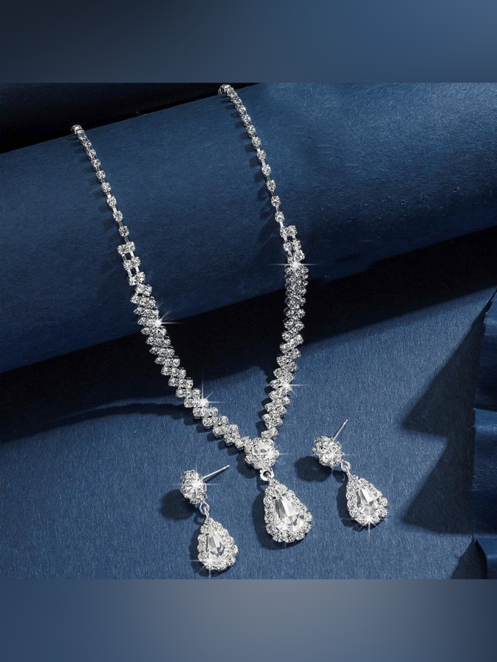 Rhinestone Necklace and Earring Set